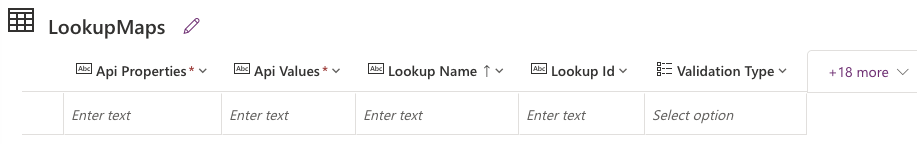 LookupMaps columns