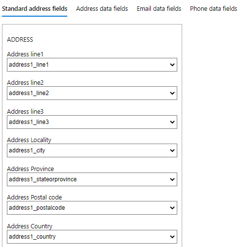 example of standard address field mapping