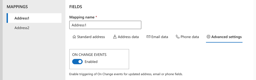 Advanced settings for field mappings