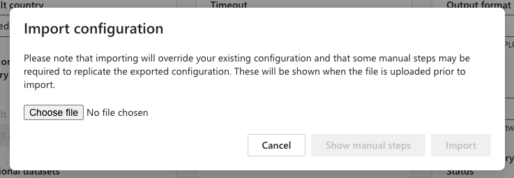 Import configuration