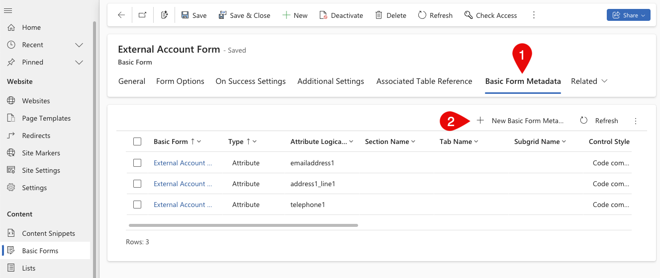 Basic Form Metadata