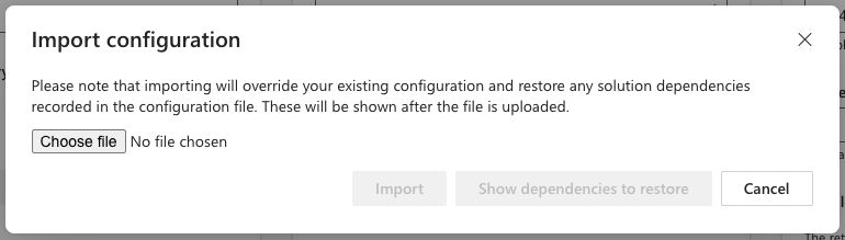 Import configuration