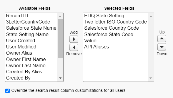Selected fields