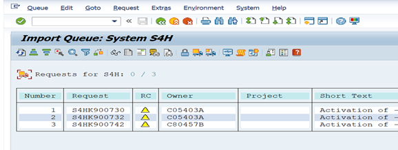 SAP import screen