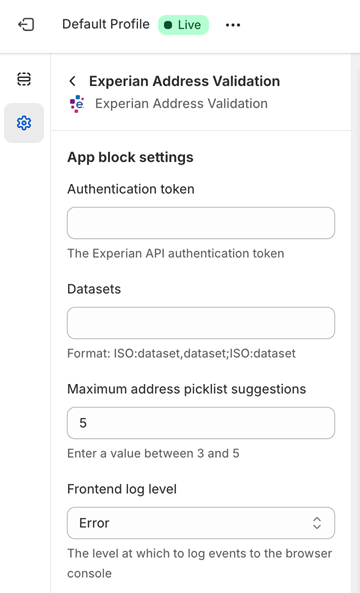 App block settings