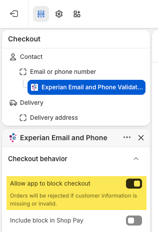 Allow app to block checkout
