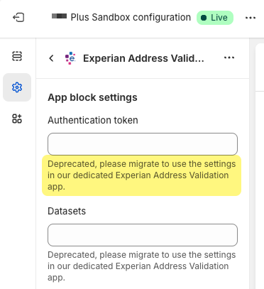 Deprecated app block settings